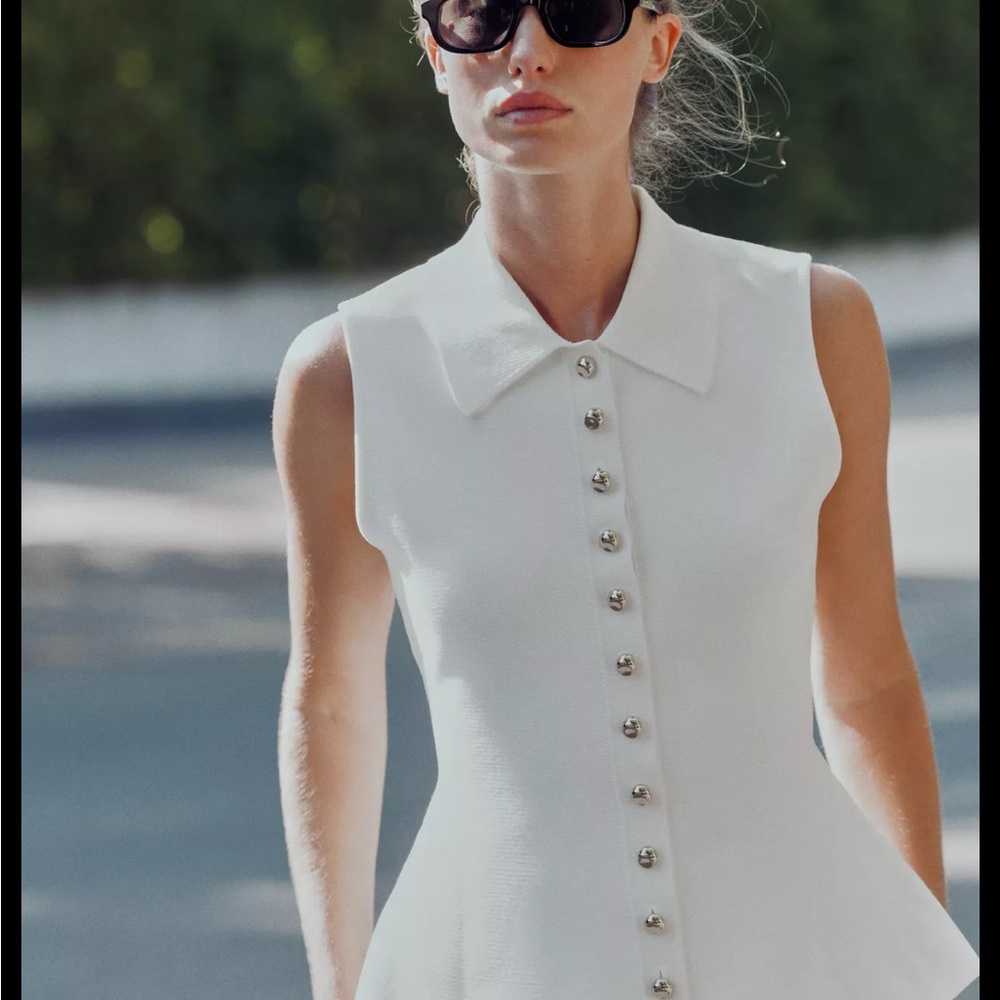 Zara White Sleeveless Vest